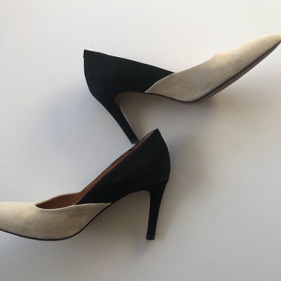 INWEAR Shoes Ivory/Cream & Black 3" high heels Upper Suede Leather EU39 US8/8.5 - Picture 11 of 16